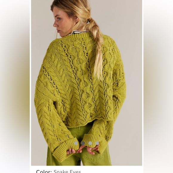 Free People poly Cable Knit Sweater M NWT color snake eyes NEW IN STORES - Picture 3 of 8